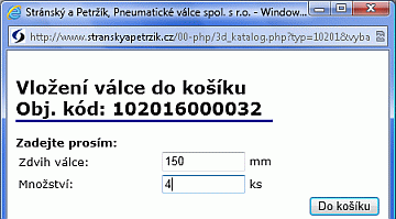 Zadání množství a dalších informací u složitějšího prvku